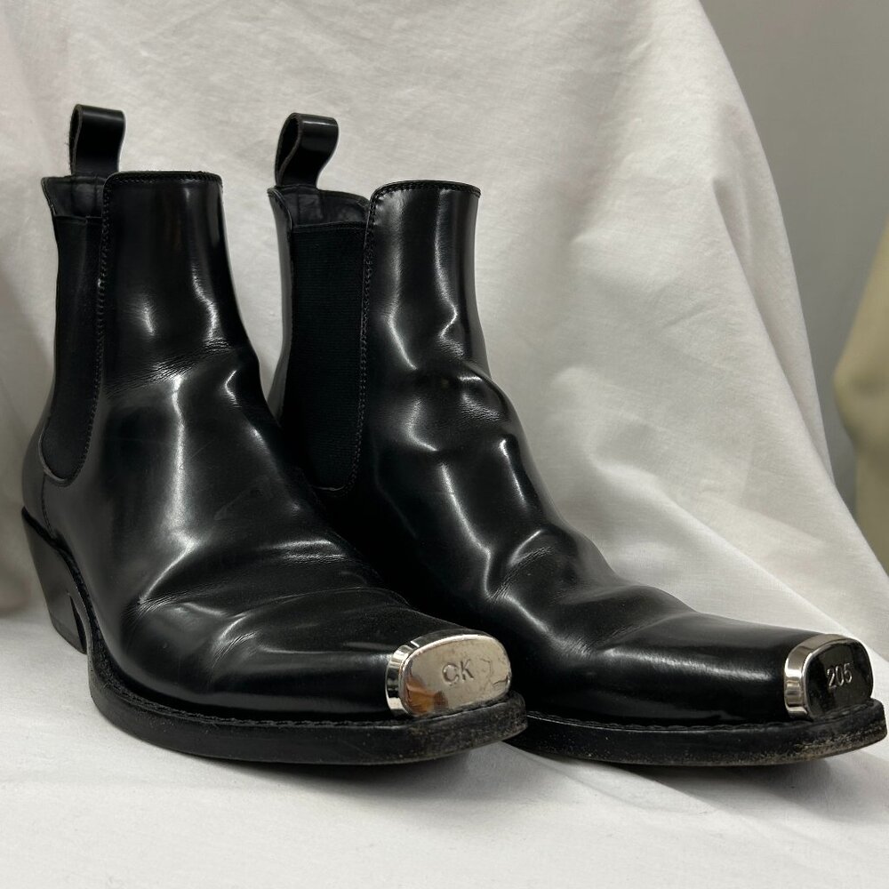 Calvin Klein 205W39NYC black Metal Toe Boots size 38.5